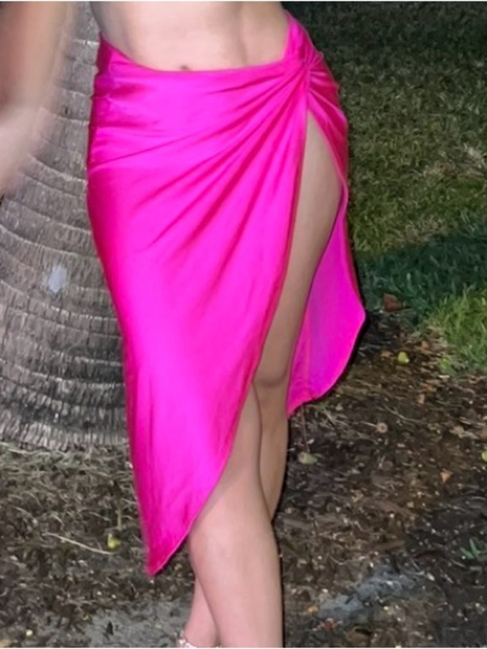 Fashion Nova Hot Pink Side-Slit Draped Skirt size small